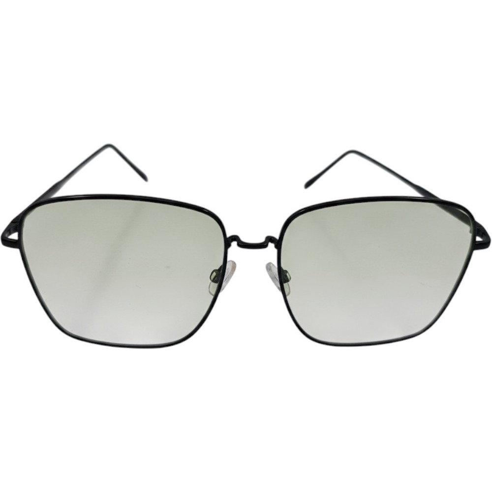 Oversized Square Sunglasses Black Metal Frame Green Gradient Lens 090-01-9845 L3